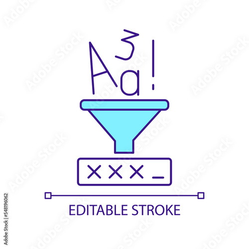 Strong password generator RGB color icon. Login data manager. Reliable access. Person security. Isolated vector illustration. Simple filled line drawing. Editable stroke. Arial font used