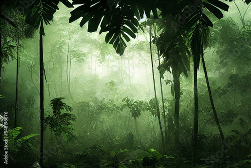 Deep Jungle Amazonas realistic drawing of forest concept art
