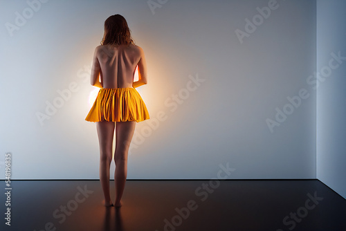 Digital concept of Lonely Ballerina Topless in Empty Room