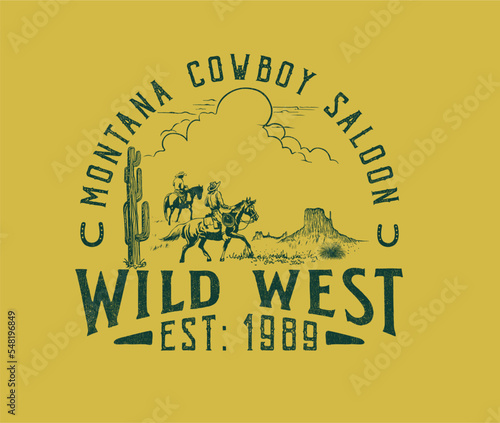 western cowboy vintage design with typography