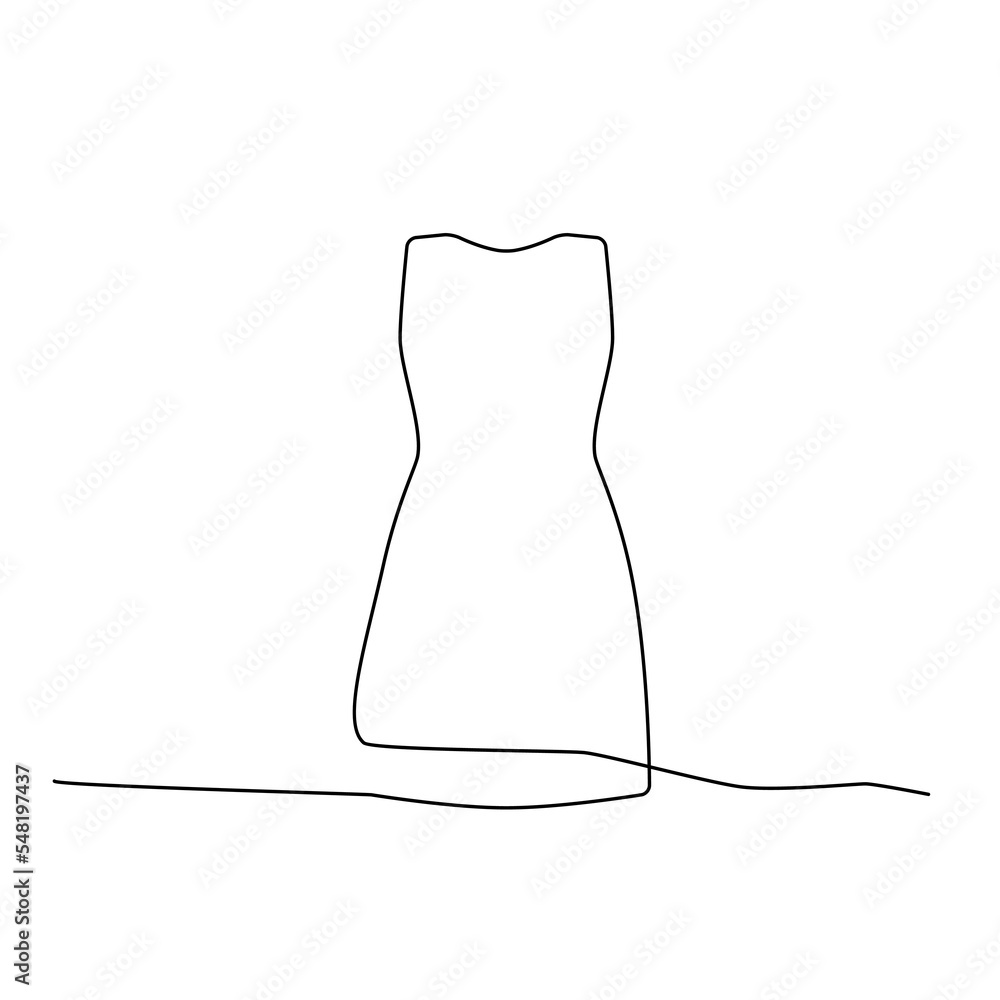 One Line Drawing Dress, Continuous Line Woman Clothes, Single Outline Beauty Gown Drawing, Woman Dress One Line Drawing Dress, Continuous Line Woman Clothes, Single Outline Beauty Gown Drawing, Woman Dress