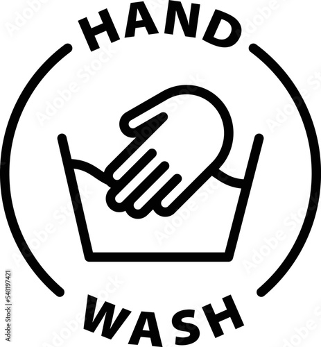 hand wash icon. Isolated vector black outline stamp label rounded badge product tag on transparent background. Symbol.