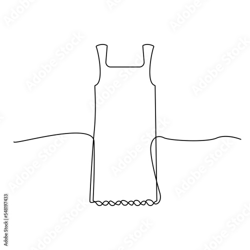 One Line Drawing Dress, Continuous Line Woman Clothes, Single Outline Beauty Gown Drawing, Woman Dress