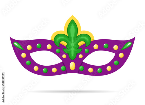 Vector Mardi Gras cartoon purple mask on white background