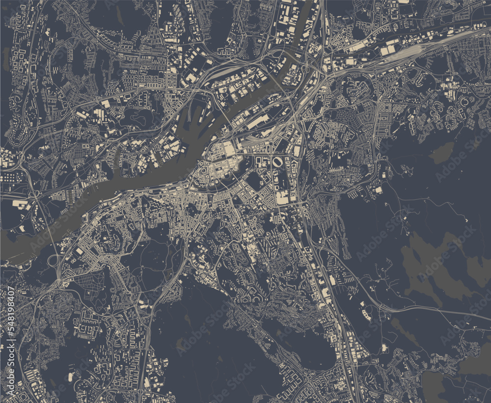 map of the city of Gothenburg, Sweden