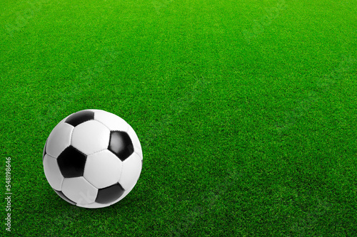 Soccer ball on the green grass