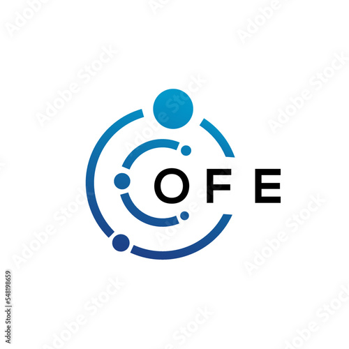 OFE letter technology logo design on white background. OFE creative initials letter IT logo concept. OFE letter design.