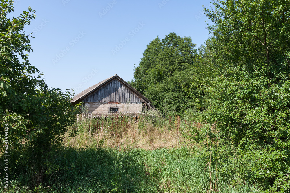 Old wooden barn. Rural courtyard Old wooden barn. Rural courtyard