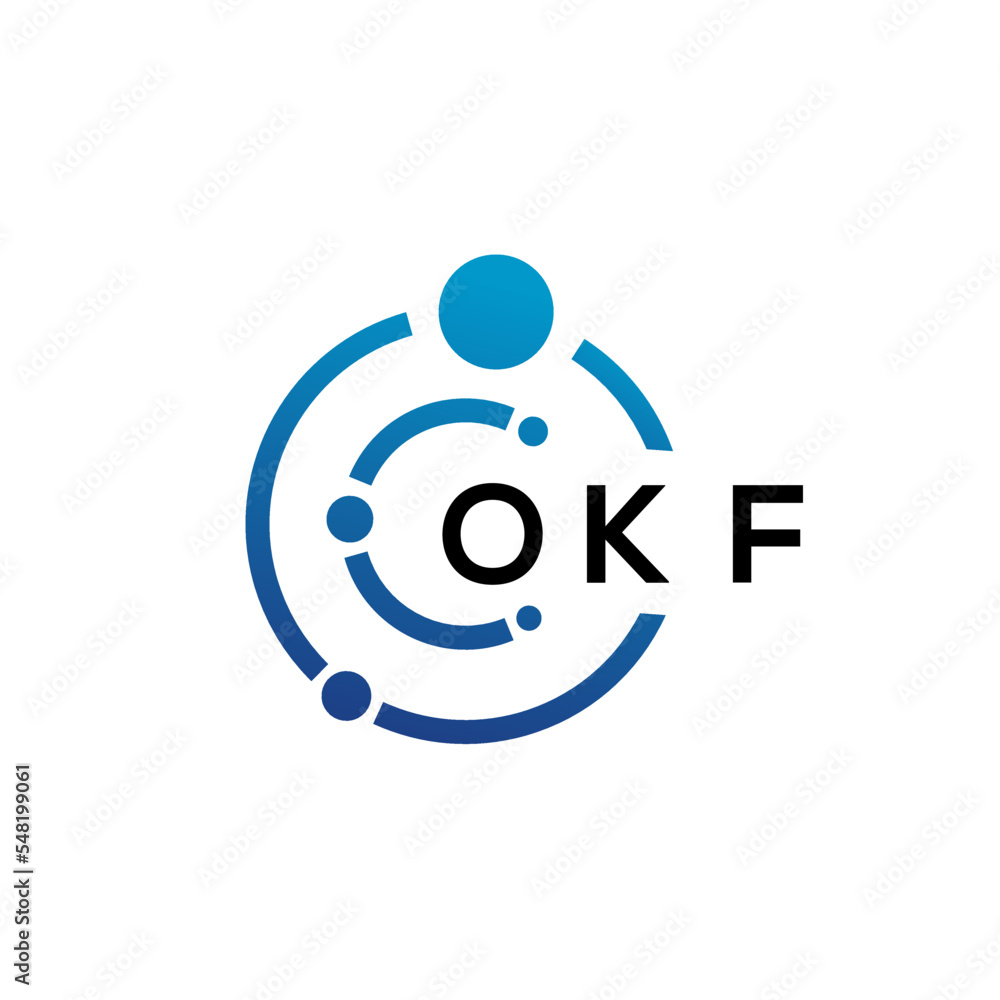 OKF letter technology logo design on white background. OKF creative initials letter IT logo concept. OKF letter design. OKF letter technology logo design on white background. OKF creative initials letter IT logo concept. OKF letter design.