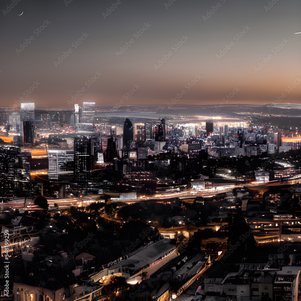 都会の夜景をイメージしたイラストです。