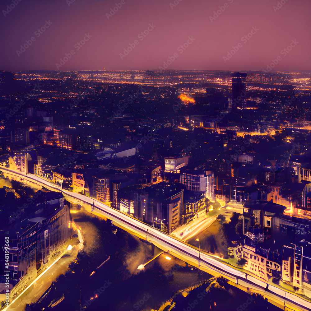 都会の夜景をイメージしたイラストです。