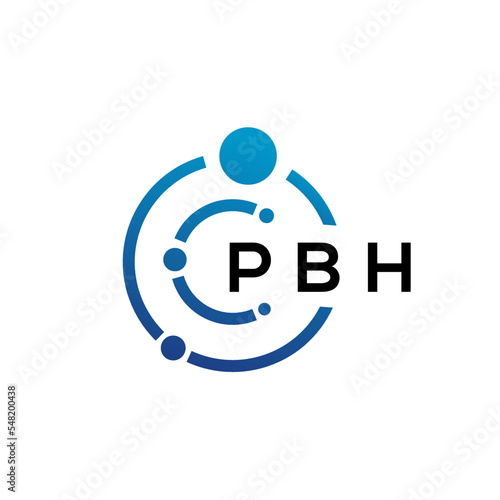 PBH letter technology logo design on white background. PBH creative initials letter IT logo concept. PBH letter design. photo