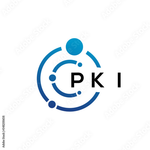 PKI letter technology logo design on white background. PKI creative initials letter IT logo concept. PKI letter design. photo