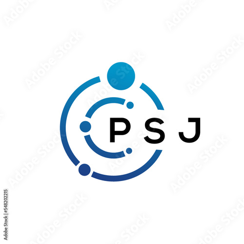 PSJ letter technology logo design on white background. PSJ creative initials letter IT logo concept. PSJ letter design.