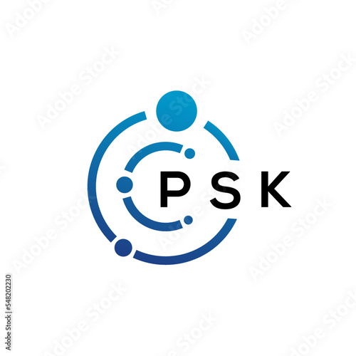 PSK letter technology logo design on white background. PSK creative initials letter IT logo concept. PSK letter design. photo