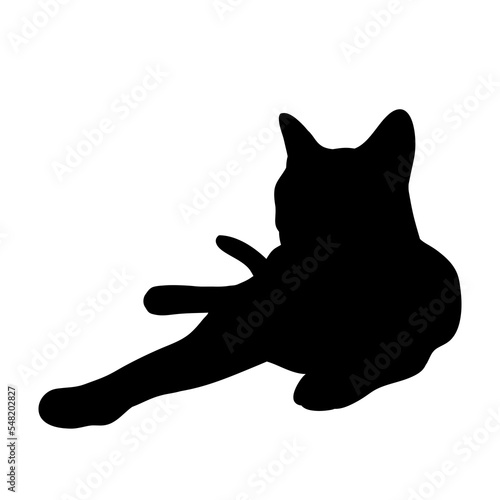 Black Cat Lying Down Abstract Silhouette. Icon, Logo vector illustration.