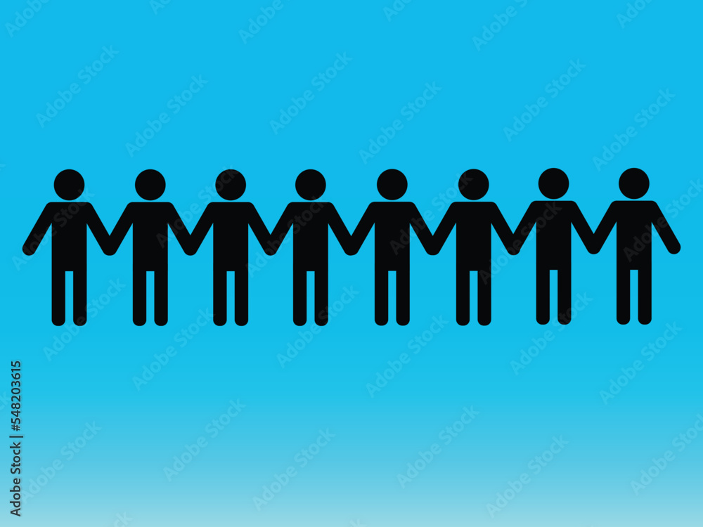 Silhouettes of eight persons holding their hands Silhouettes of eight persons holding their hands