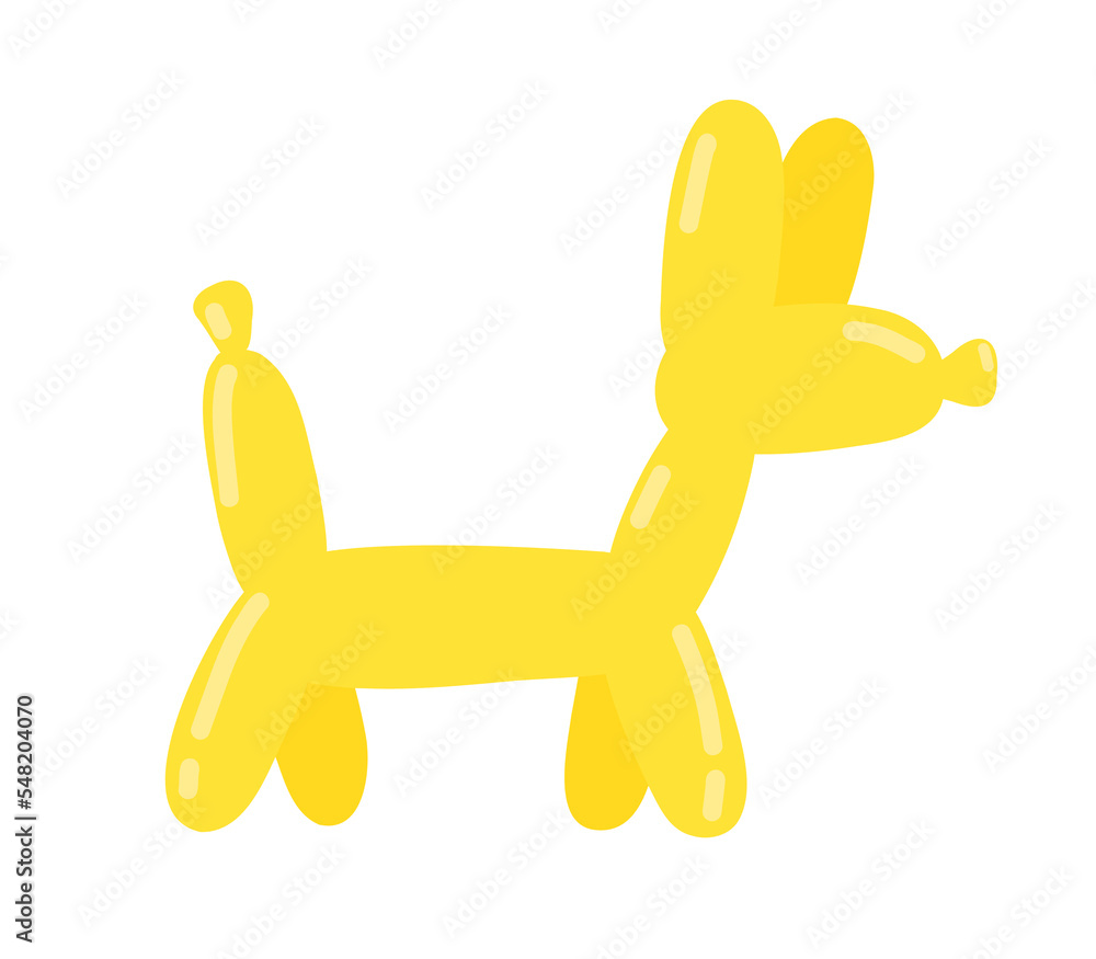 Balloon dog. Vector flat cartoon character illustration icon design. Isolated on white background.Yellow ballon dog concept Balloon dog. Vector flat cartoon character illustration icon design. Isolated on white background.Yellow ballon dog concept