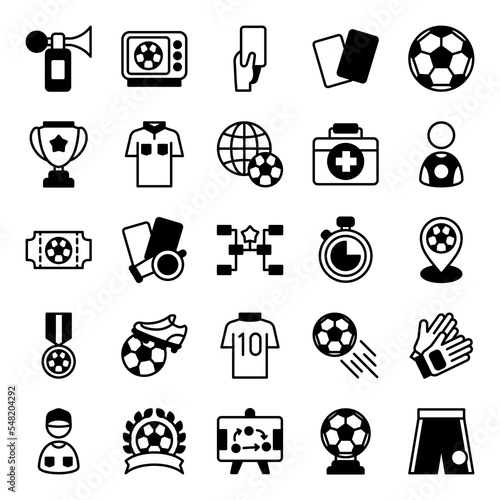 football and worldcup icon set, with modern and simple style