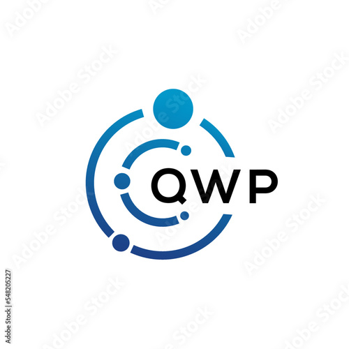 QWP letter technology logo design on white background. QWP creative initials letter IT logo concept. QWP letter design.