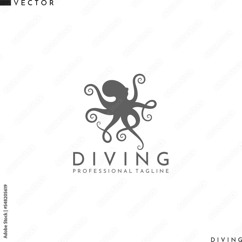 Scuba diving logo. Abstract octopus Scuba diving logo. Abstract octopus