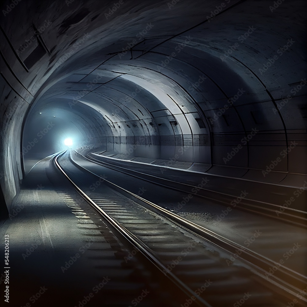 Photo & Art Print Subway metro underground tunnel, abstract background ...