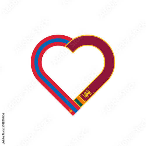 friendship concept. heart ribbon icon of mongolia and sri lanka flags. vector illustration isolated on white background