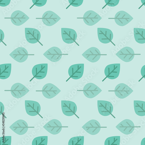 Vector Green Aspen leaves repeat pattern background design