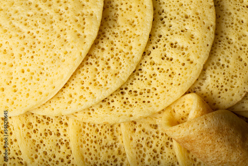 close up of Moroccan Pancakes or Baghrir photo
