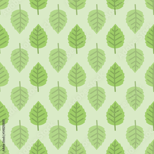 Vector Green Birch leaves repeat pattern background design