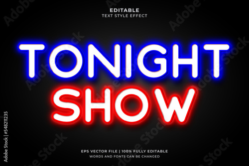 Tonight show neon editable text effect style