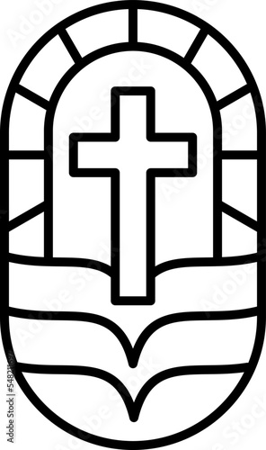 Religion line cross and open book Vector Logo church Icon Illustration Isolated. Jesus Christ on Calvary is center christianity. God forgiveness for people