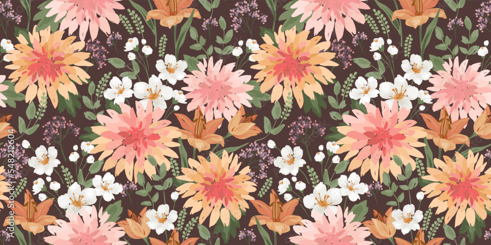 Floral seamless pattern. Vector design for paper, cover, fabric, interior decor and other Floral seamless pattern. Vector design for paper, cover, fabric, interior decor and other