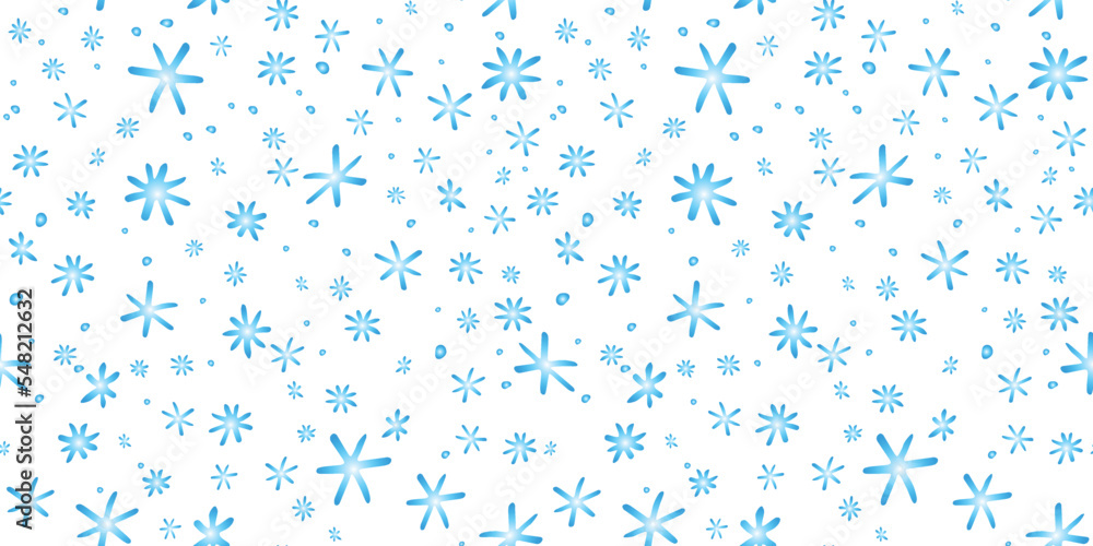 Vector seamless pattern from snowflakes in doodle style. Winter, christmas, new year background and texture. Snowfall, falling snow, blizzard Vector seamless pattern from snowflakes in doodle style. Winter, christmas, new year background and texture. Snowfall, falling snow, blizzard