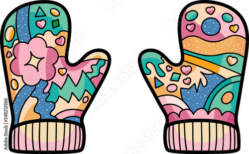 Abstract illustration of mittens on a white background