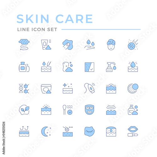 Set color line icons of skin care