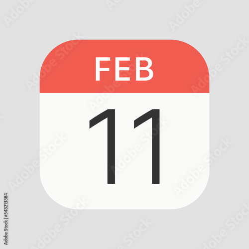 February 11 icon isolated on background. Calendar symbol modern, simple, vector, icon for website design, mobile app, ui. Vector Illustration