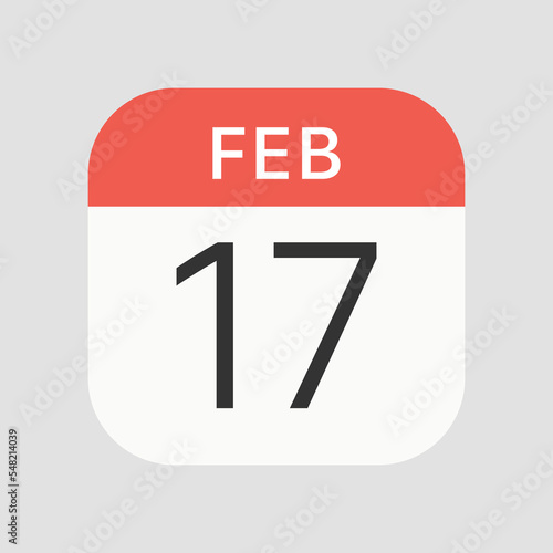 February 17 icon isolated on background. Calendar symbol modern, simple, vector, icon for website design, mobile app, ui. Vector Illustration