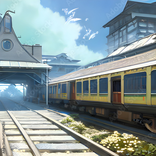 架空の鉄道駅や列車の風景。 © Tokyo Design Club