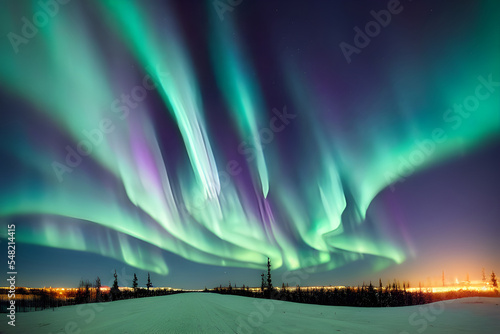 Magical and mystical northern lights. Aurora Borealis. 