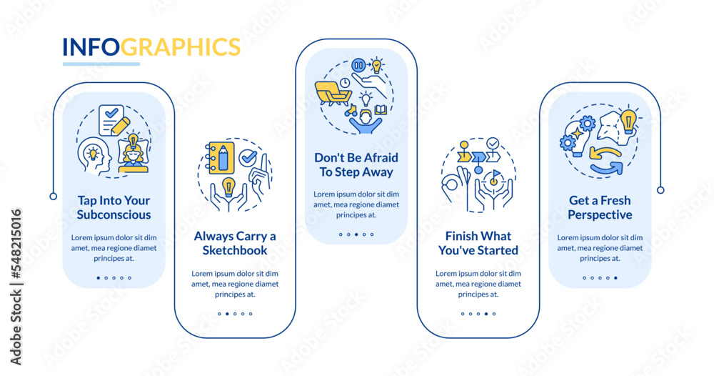 Removing Creative Block Tips Rectangle Infographic Template Data