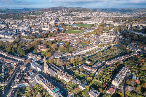 The amazing aerial view of Bath  North East Somerset unitary area in the county of Somerset  UK  England