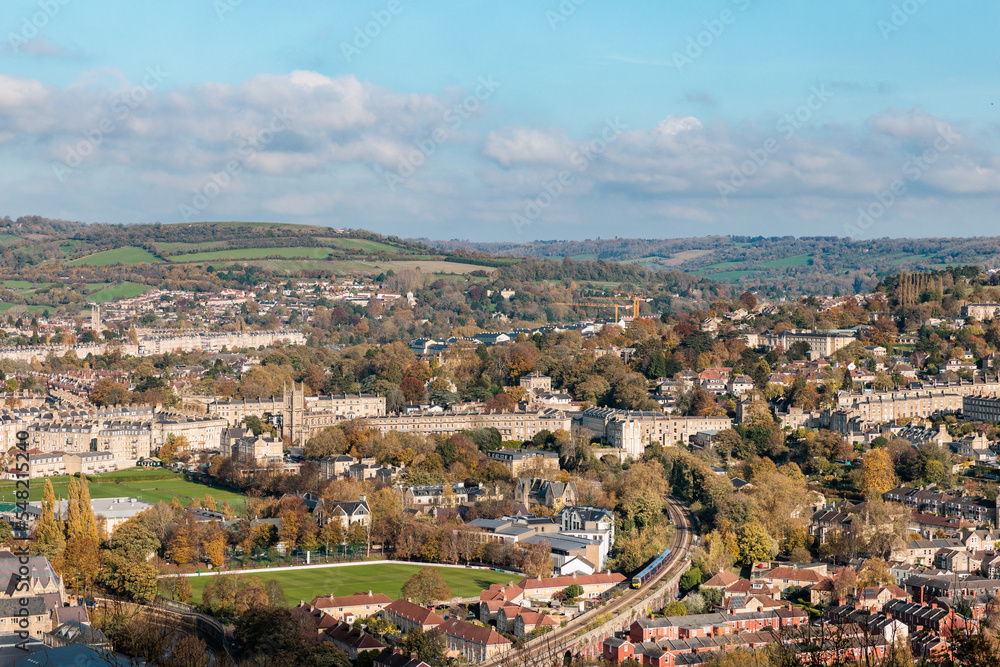 The amazing view of Bath, from The Bath Lookout, Alexandra Park View Point. UK, England