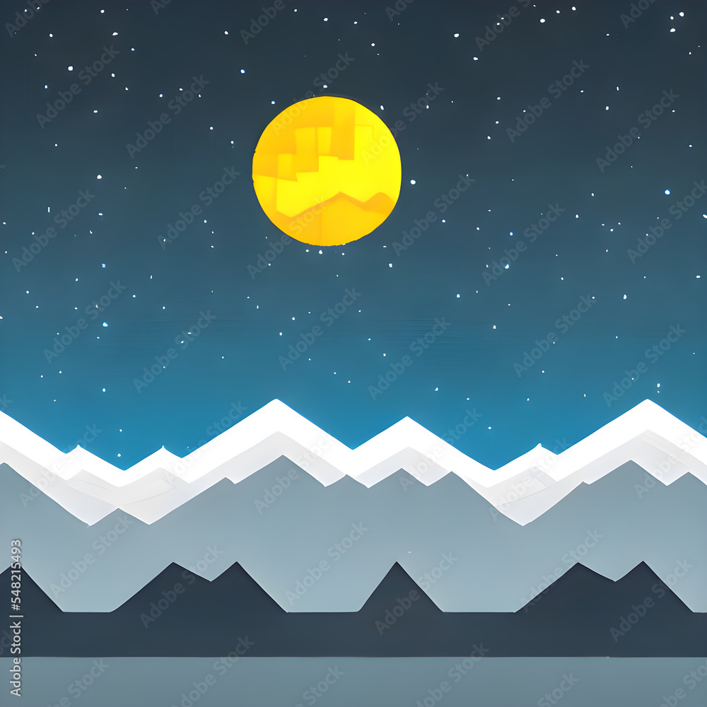 Obraz premium シンプルな山と空のイラスト