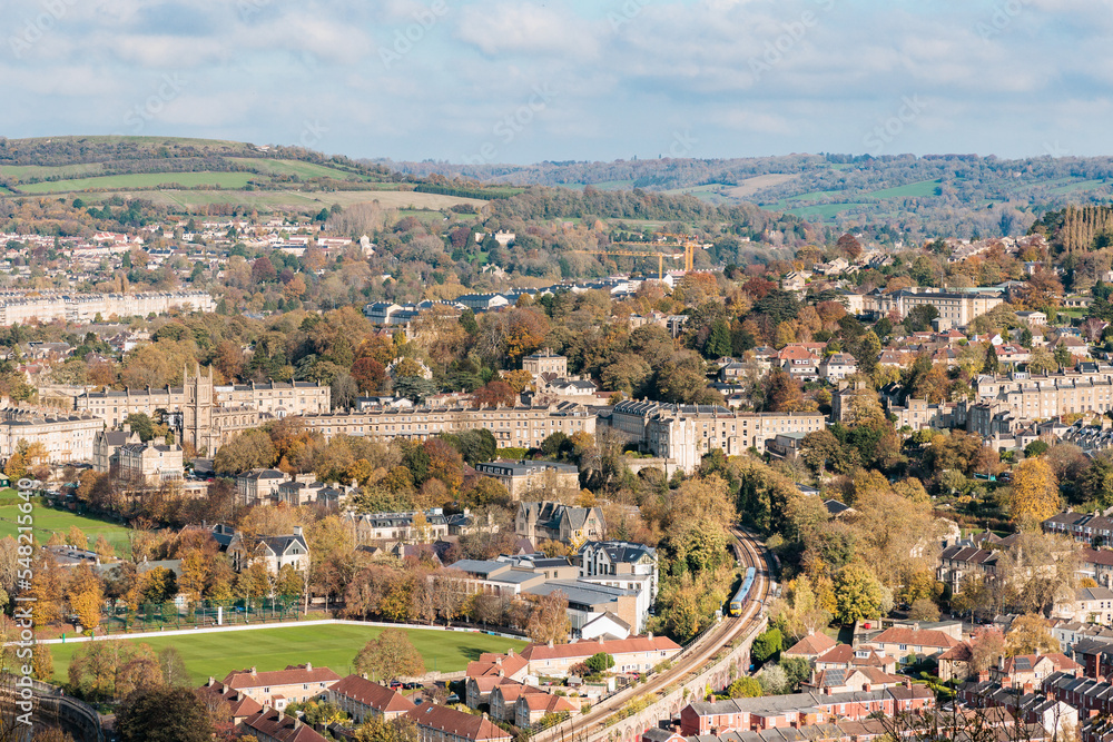 The amazing view of Bath, from The Bath Lookout, Alexandra Park View Point. UK, England