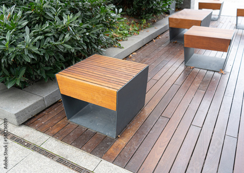 New Modern Bench in Park, Outdoor City Architecture