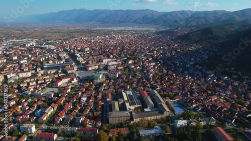 Aerial view of the city Strumica in North Macedonia on a sunny day in autumn. photo