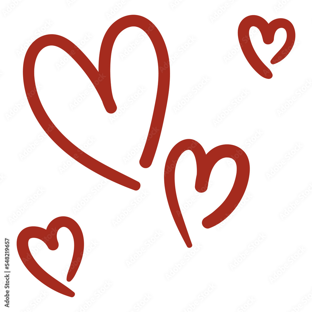 Red heart love romance Valentine doodle decoration