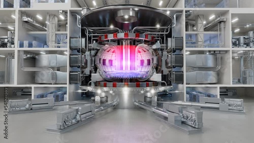 ITER Tokamak thermonuclear reactor with internal communications and plasma inside