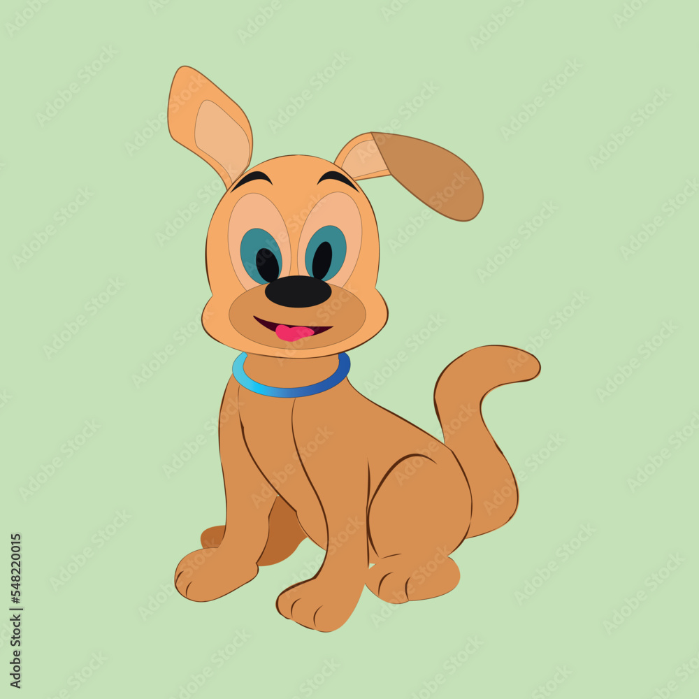 A cute little dog with big ears and a luminous collar. Vector illustration of a cheerful pet with a cartoon style. A cute little dog with big ears and a luminous collar. Vector illustration of a cheerful pet with a cartoon style.